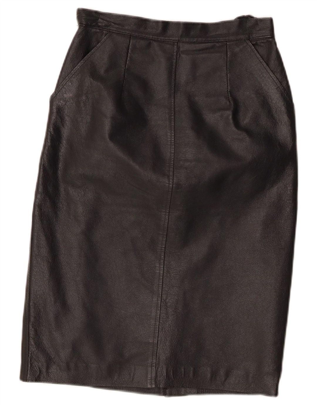 jupe en cuir femme vintage W24 XS Noir