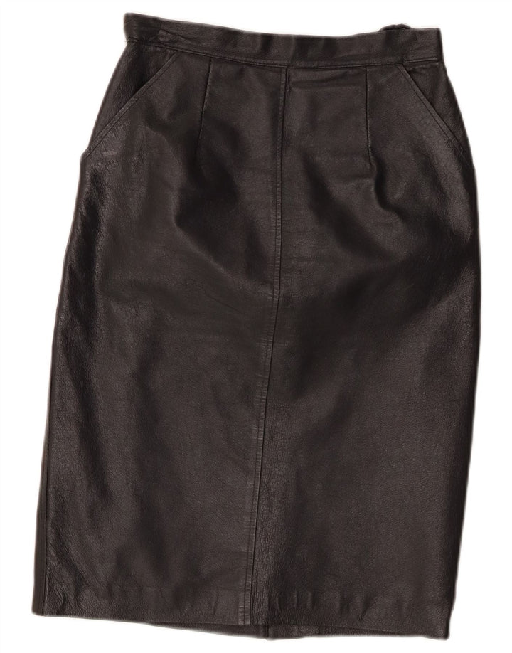 jupe en cuir femme vintage W24 XS Noir