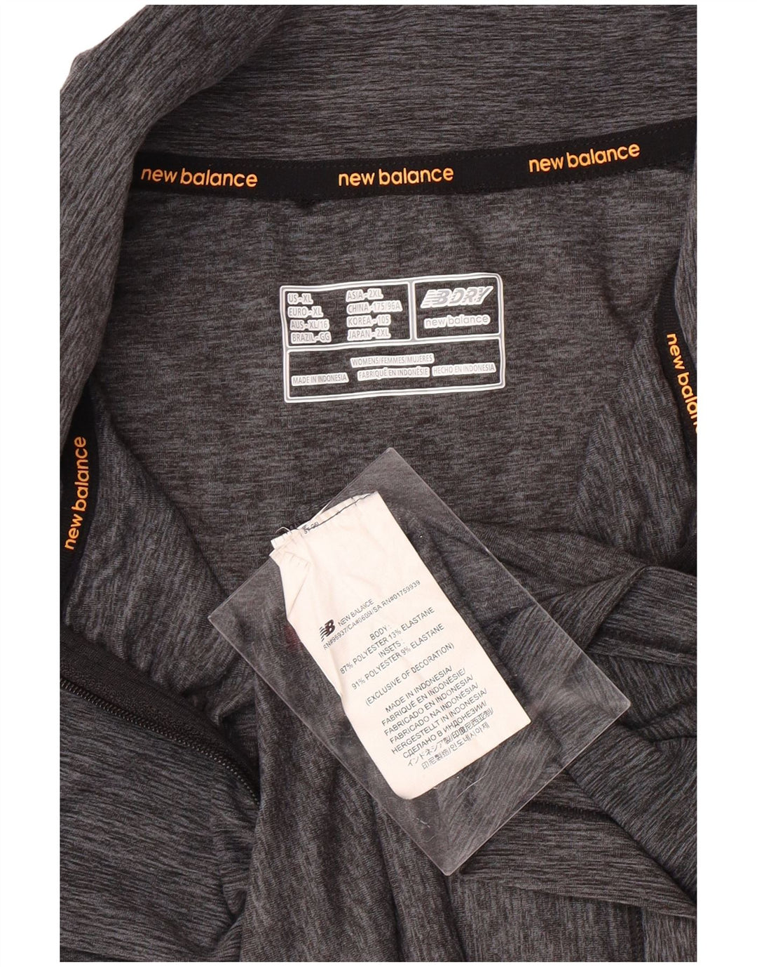 NEW BALANCE Haut de survêtement à col zippé pour femme UK 18 XL Gris moucheté