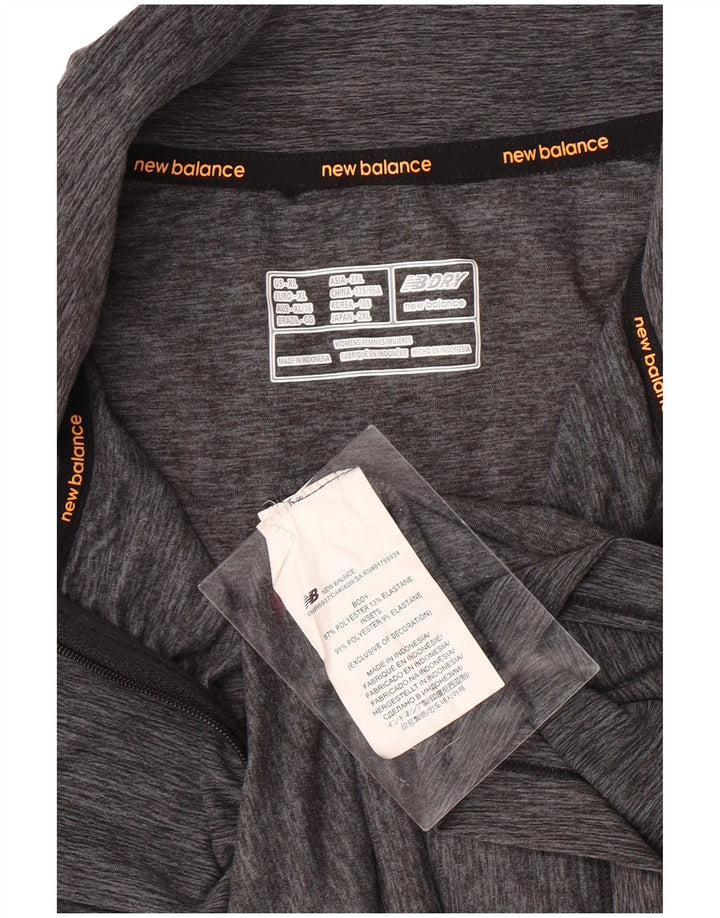 NEW BALANCE Haut de survêtement à col zippé pour femme UK 18 XL Gris moucheté