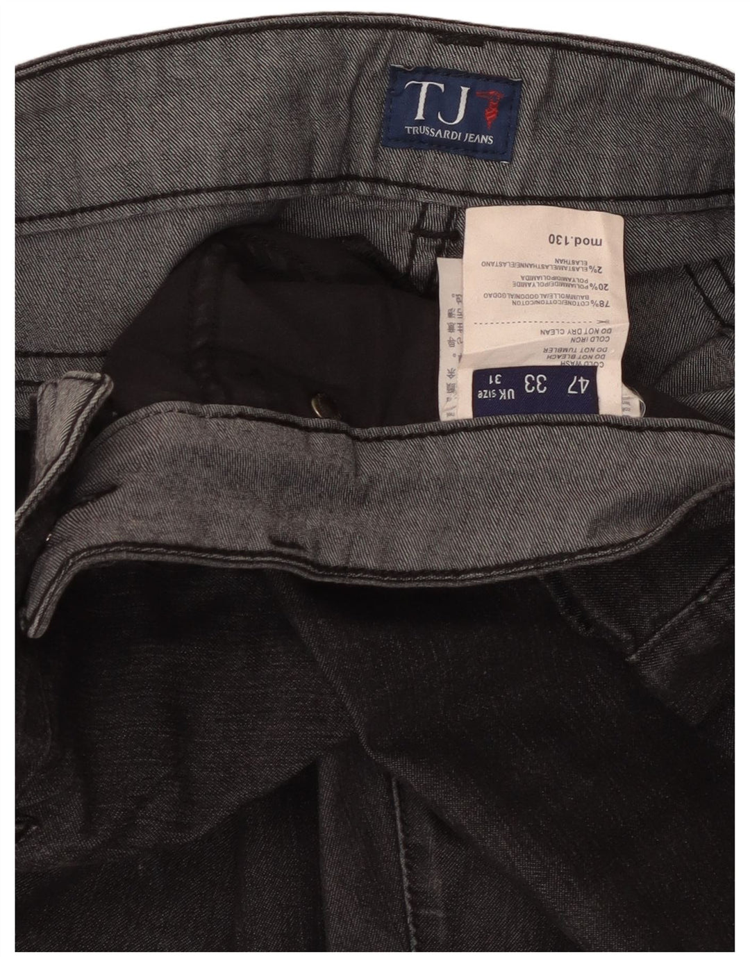 Trussardi Femme Jean Droit W31 L26 Coton Noir