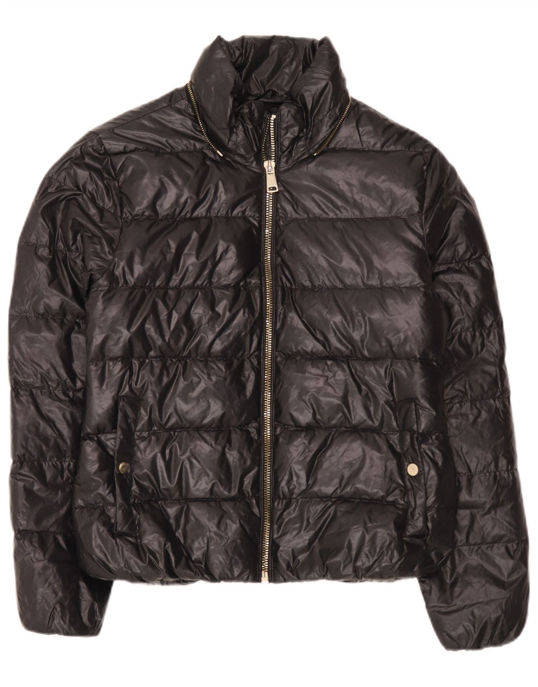 Zara Veste matelassée pour femme UK 14 Large Noir