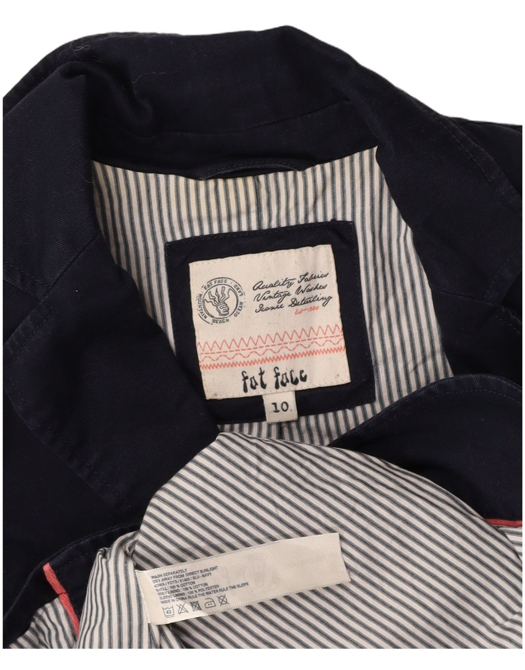 FAT FACE Veste blazer à manches 3/4 et 2 boutons pour femme UK 10 Small Bleu marine