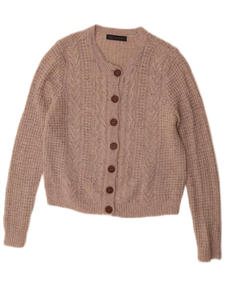 Marks & Spencer Pull Cardigan Femme UK 14 Grande Laine Mouchetée Grise