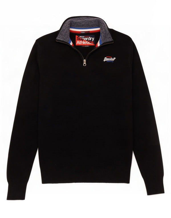 Superdry Pull à col zippé pour homme 2XL Bleu marine Coton