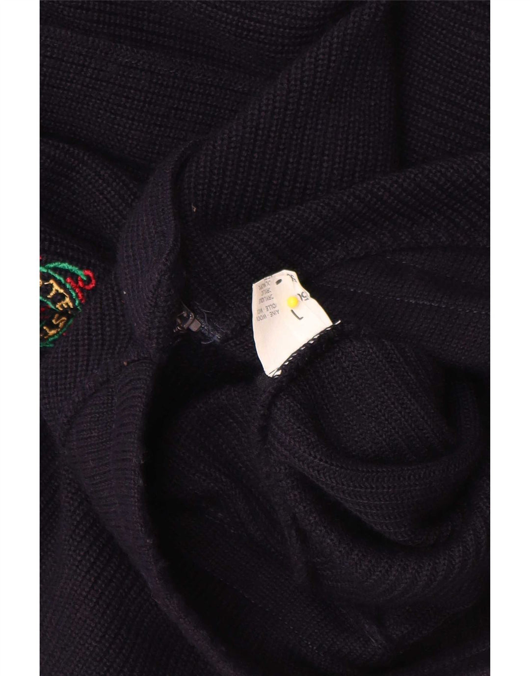 vintage Mens Cardigan Pull Grande Marine Bleu Colourblock Laine
