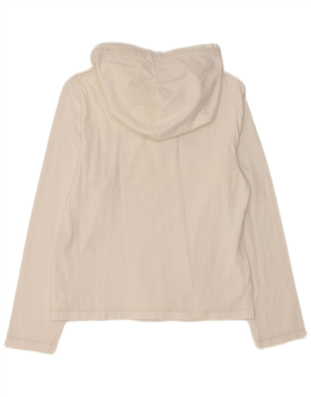 REPLAY Haut graphique à capuche à manches longues pour femme UK 14 Large Blanc Coton