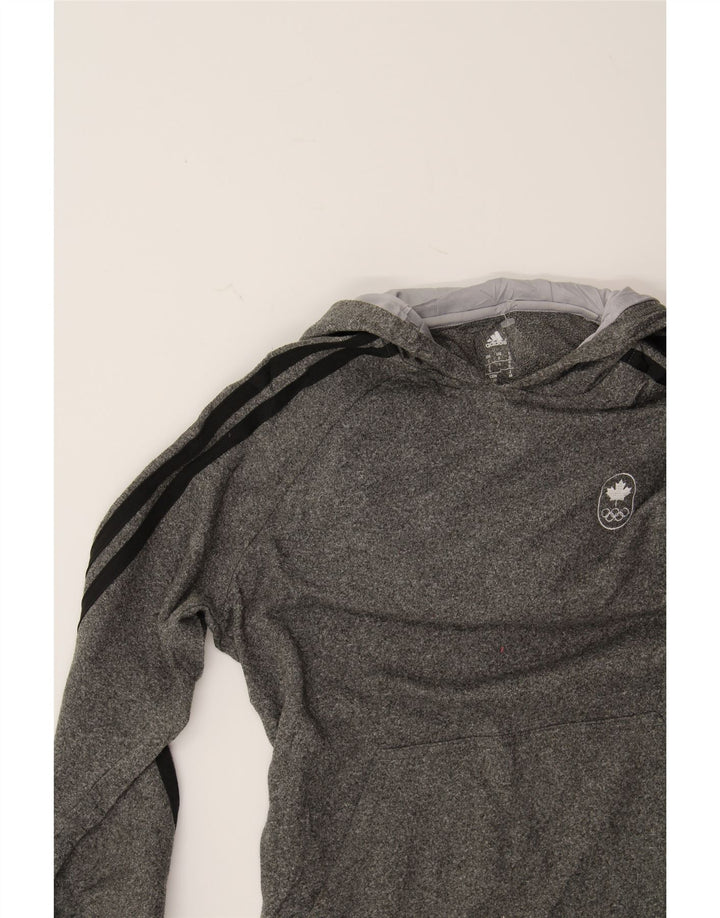 ADIDAS Womens Canada Graphic Hoodie Jumper UK 10 Small Grey Polyester Vintage Adidas and Second-Hand Adidas from Messina Hembry 