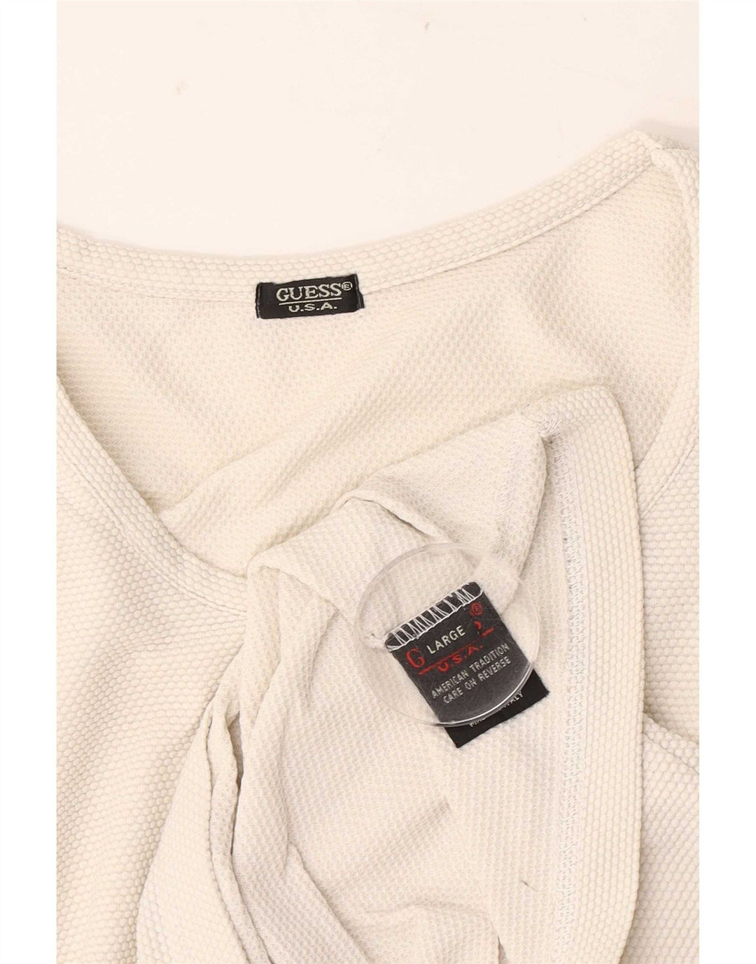 Guess Haut à manches longues pour femme UK 14 Large Blanc