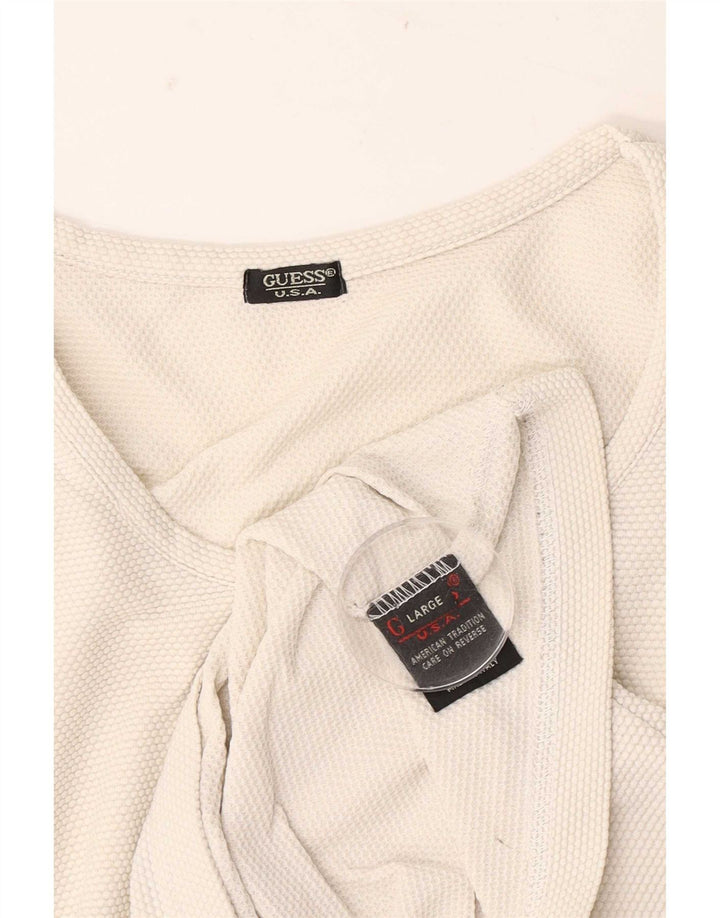 Guess Haut à manches longues pour femme UK 14 Large Blanc