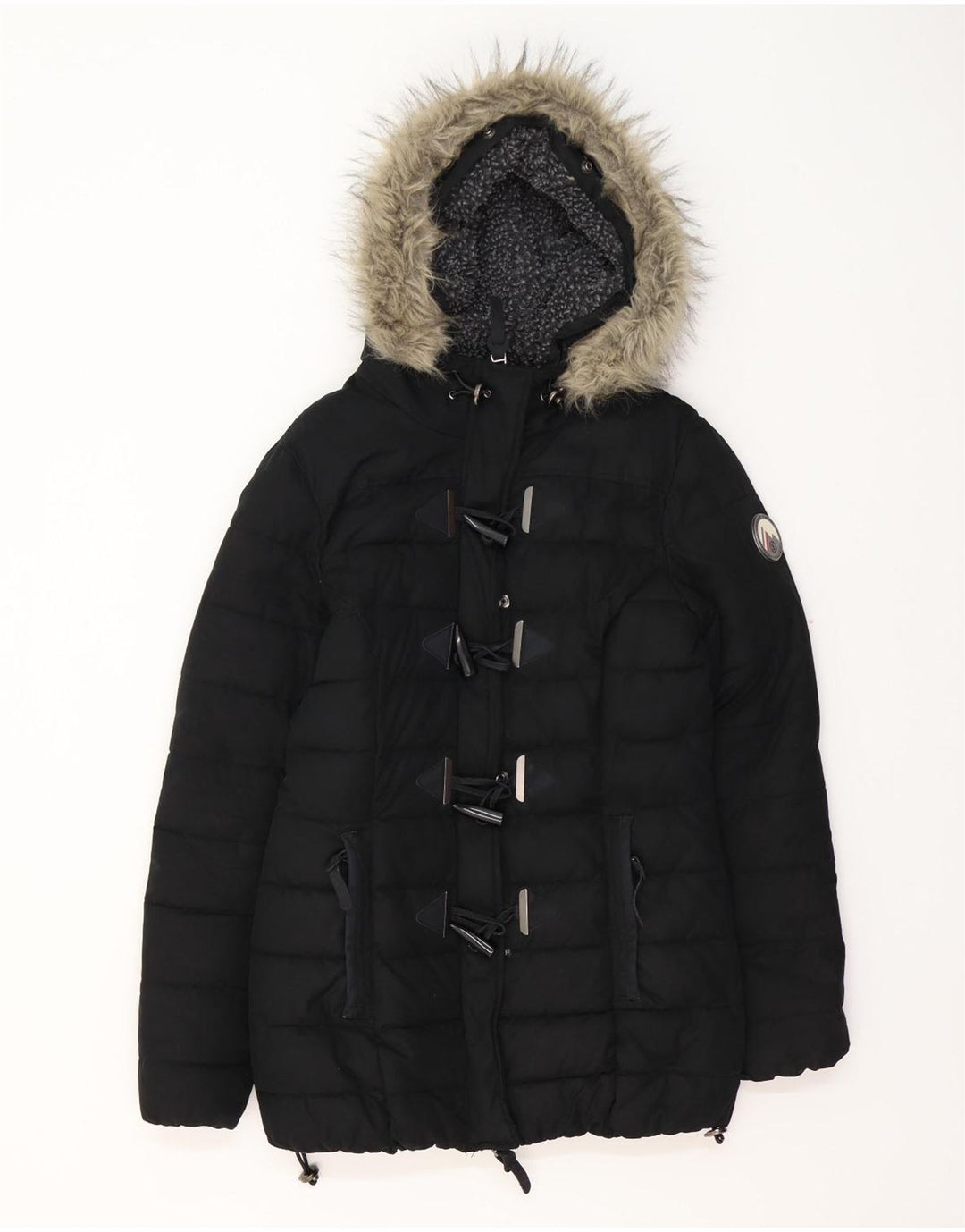 SUPERDRY Veste matelassée à capuche pour femme UK 12 Medium Noir Polyester