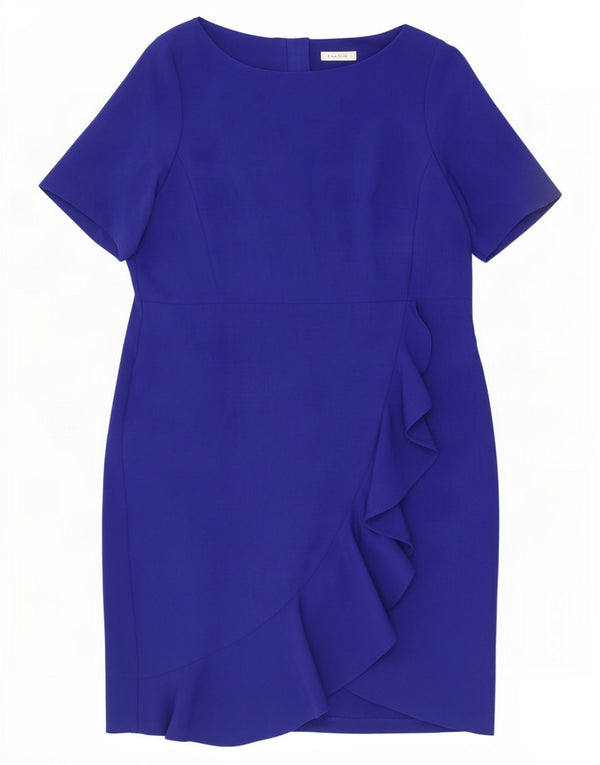 Marks & Spencer Robe fourreau à volants Per Una pour femme UK 20 2XL Bleu