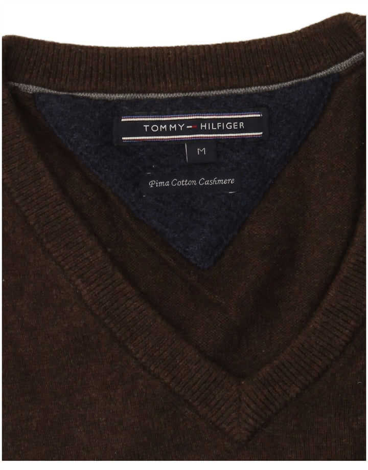 Tommy Hilfiger Pull Col V Homme Marron Moyen Coton