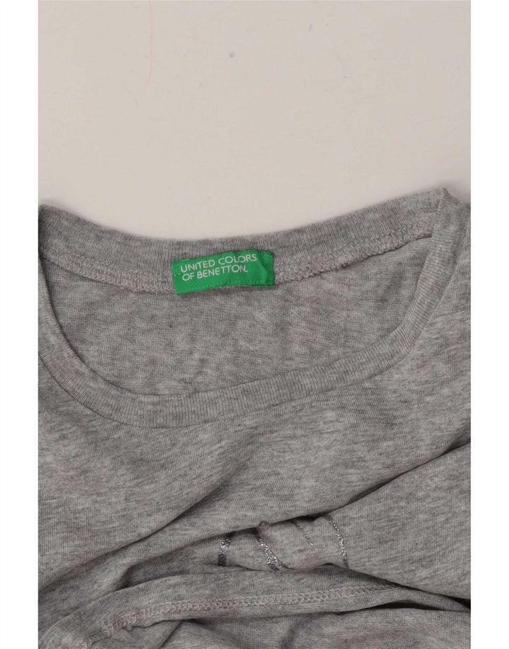 Benetton T-Shirt Graphique Femme UK 12 Gris Moyen