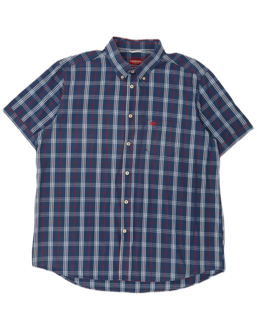 Carrera Chemise à manches courtes pour homme Coupe régulière 2XL Bleu à carreaux en coton