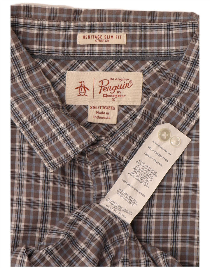 PENGUIN Chemise Heritage Slim Fit Homme 2XL Gris à Carreaux Coton