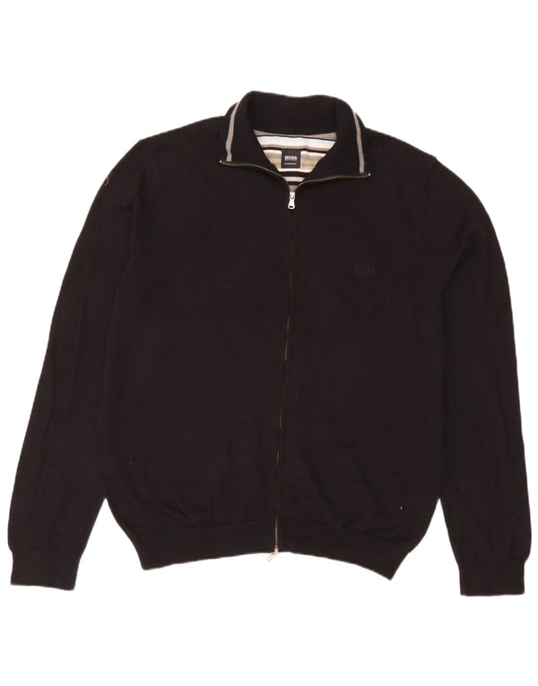 Hugo Boss Hommes Regular Fit Cardigan Pull Grand Noir Coton