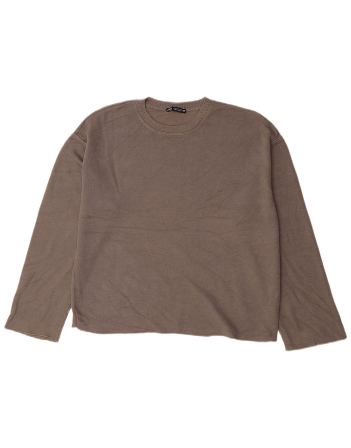 Zara Femme Haut Oversize Manches Longues UK 14 Marron Moyen
