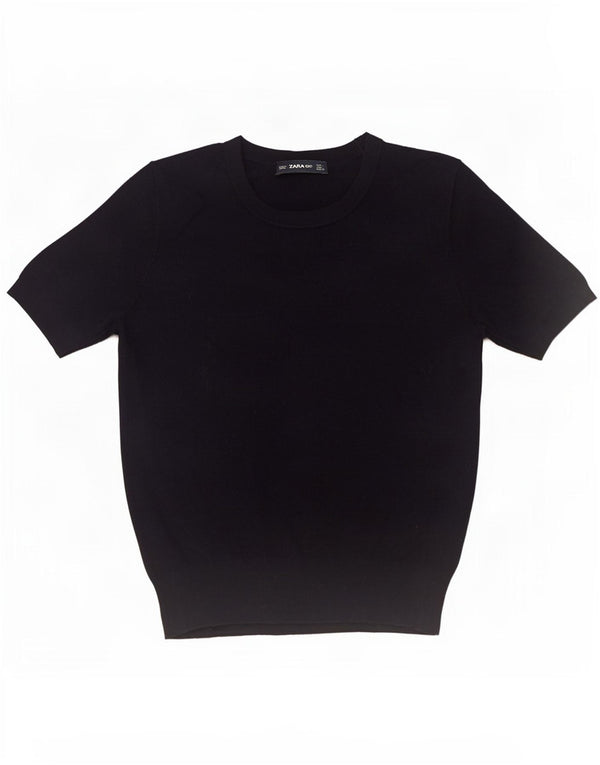 Zara Womens Blouse Top UK 14 Large Navy Blue Viscose