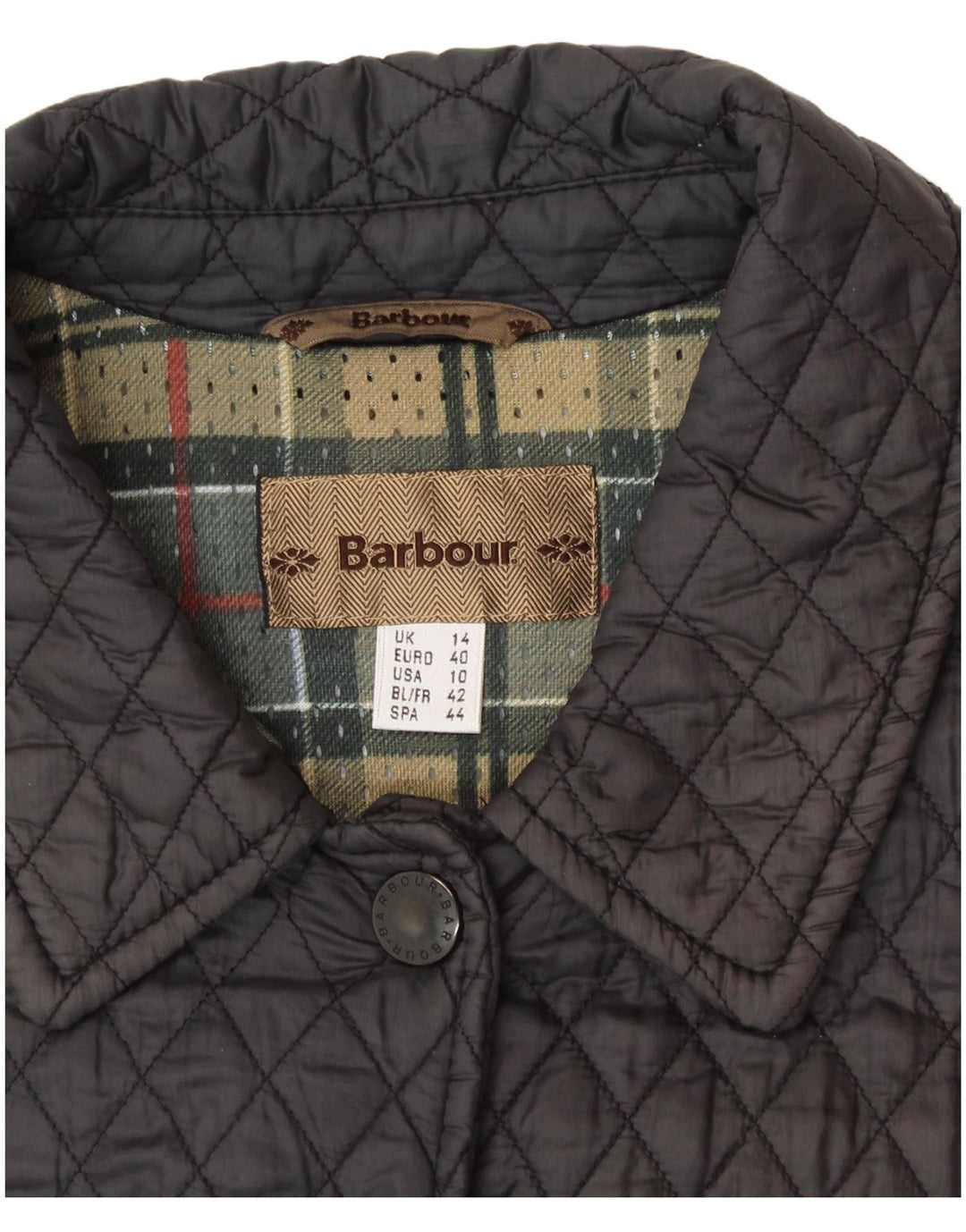 BARBOUR Veste matelassée pour femme UK 14 Large Nylon Noir