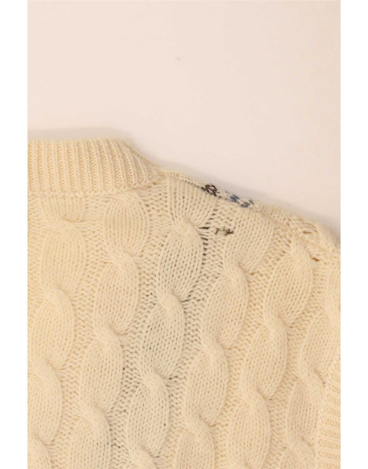 vintage Mens Vest Débardeur Grande Off White Fair Isle Wool