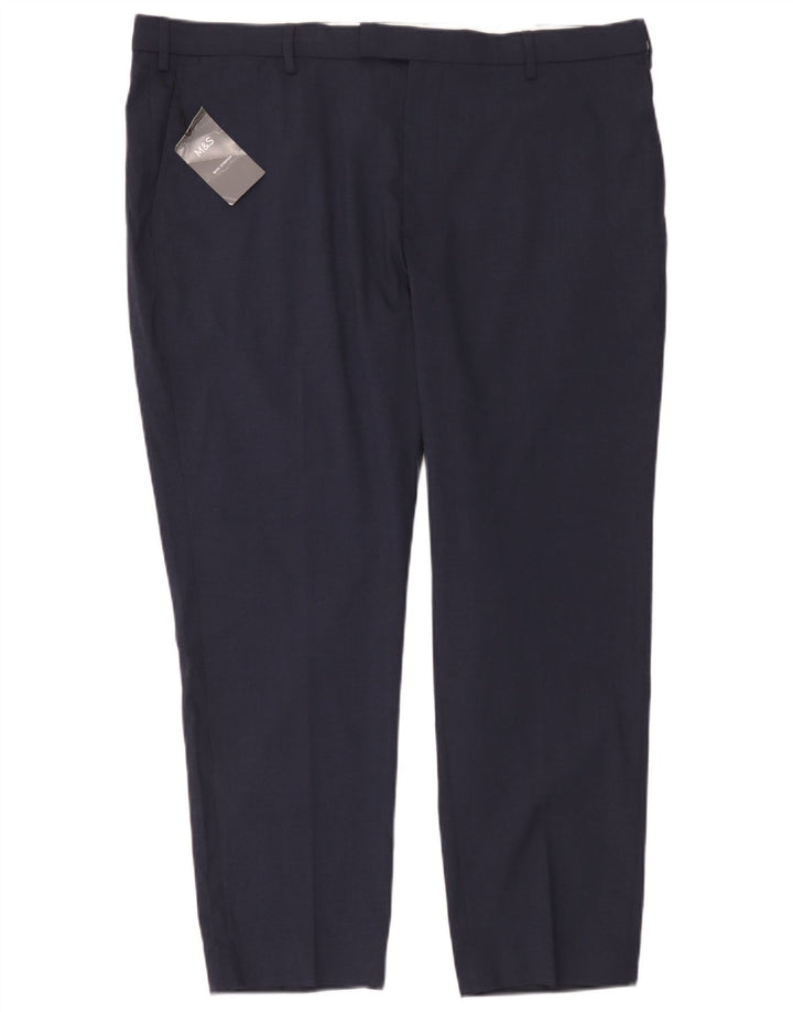 Marks & Spencer Pantalon Chino Homme W42 L29 Bleu Marine Polyester