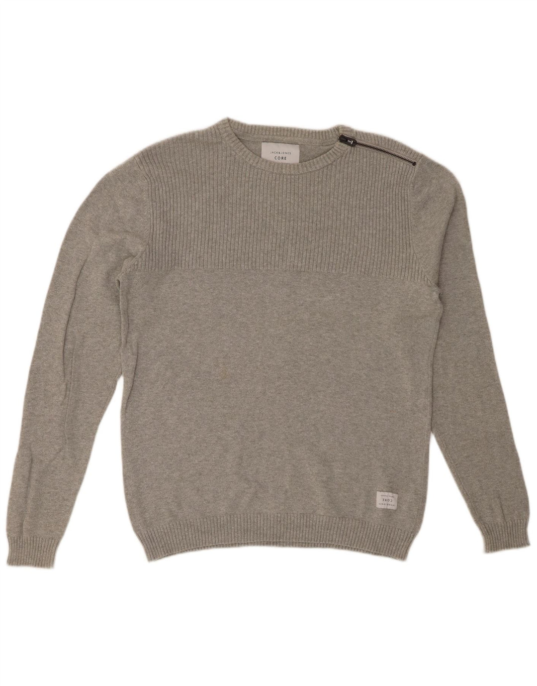 JACK & JONES Pull Col Ras du Cou Homme Gris Moyen Coton