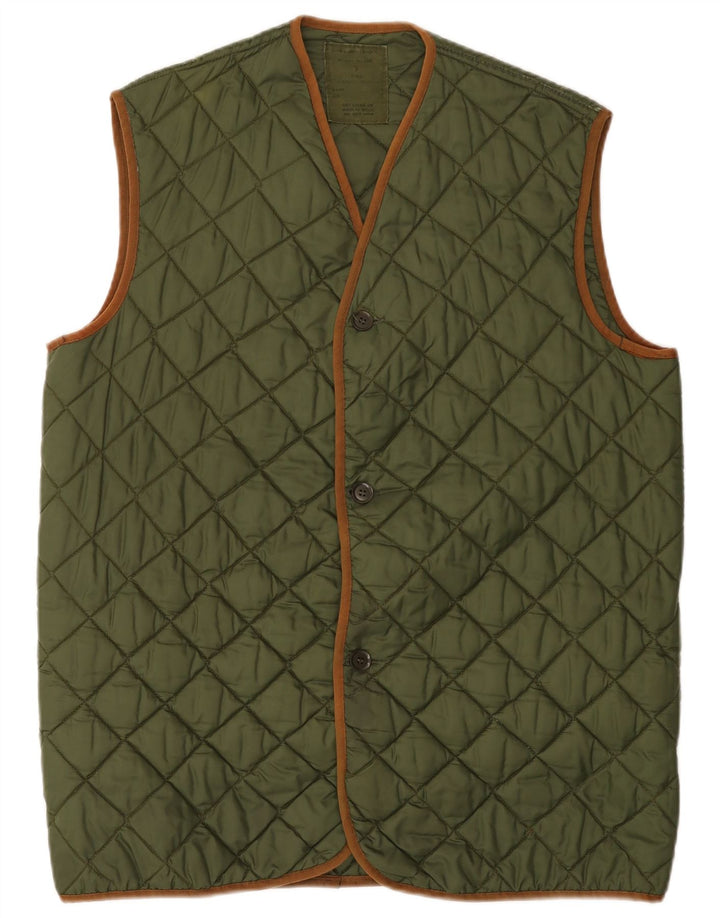 vintage Mens Quilted Gilet UK 40 Grand Vert