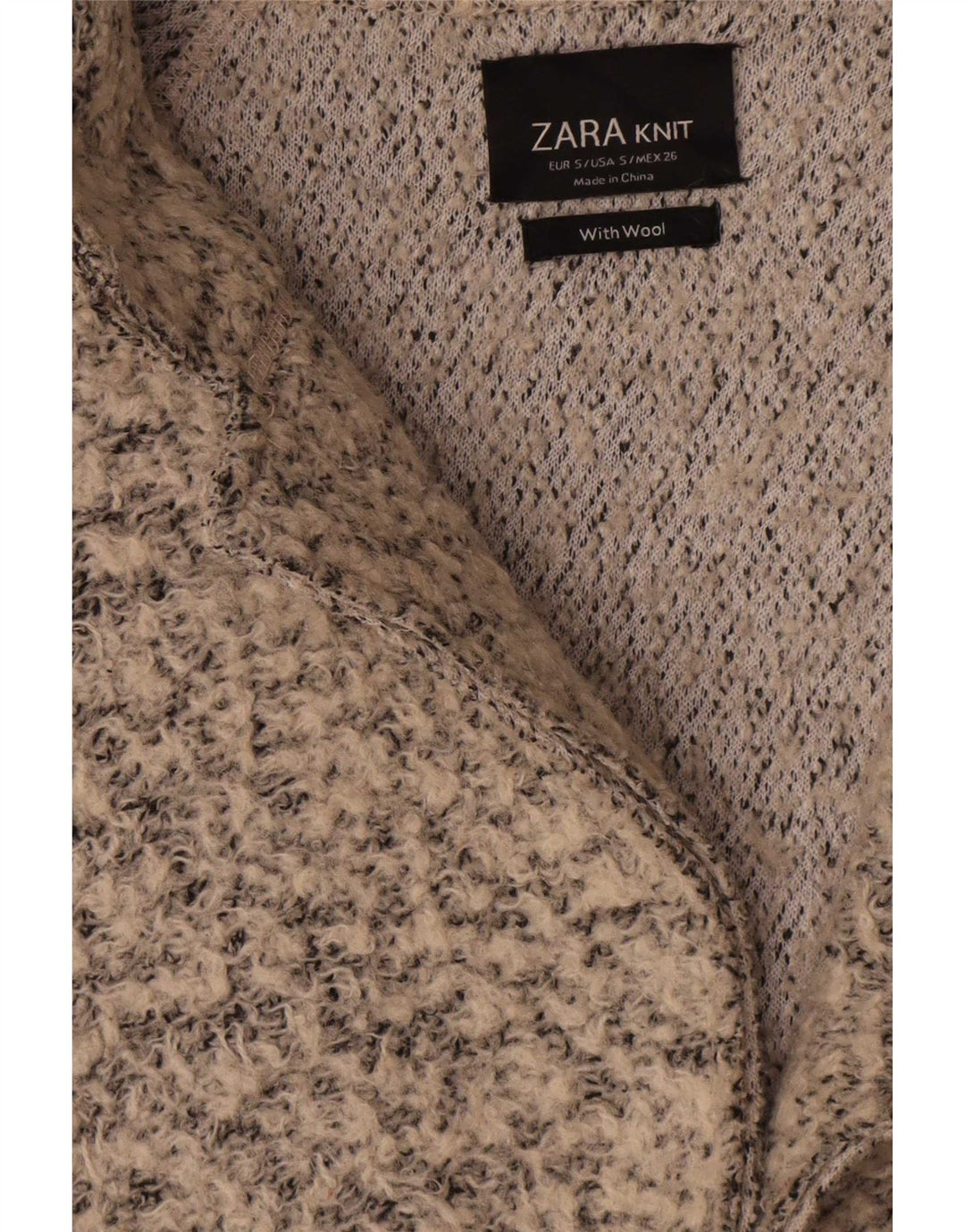 Zara Manteau surdimensionné pour femme UK 10 Petite laine mouchetée beige
