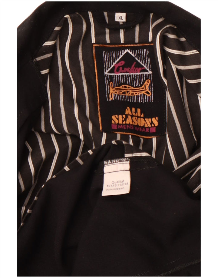 VINTAGE Veste Blazer Double Boutonnage Homme UK 42 XL Polyester Noir