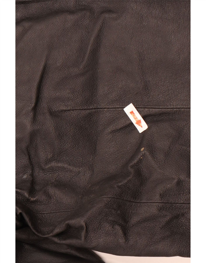 vintage Homme 3 Boutons Veste Blazer En Cuir UK 38 Cuir Noir Moyen