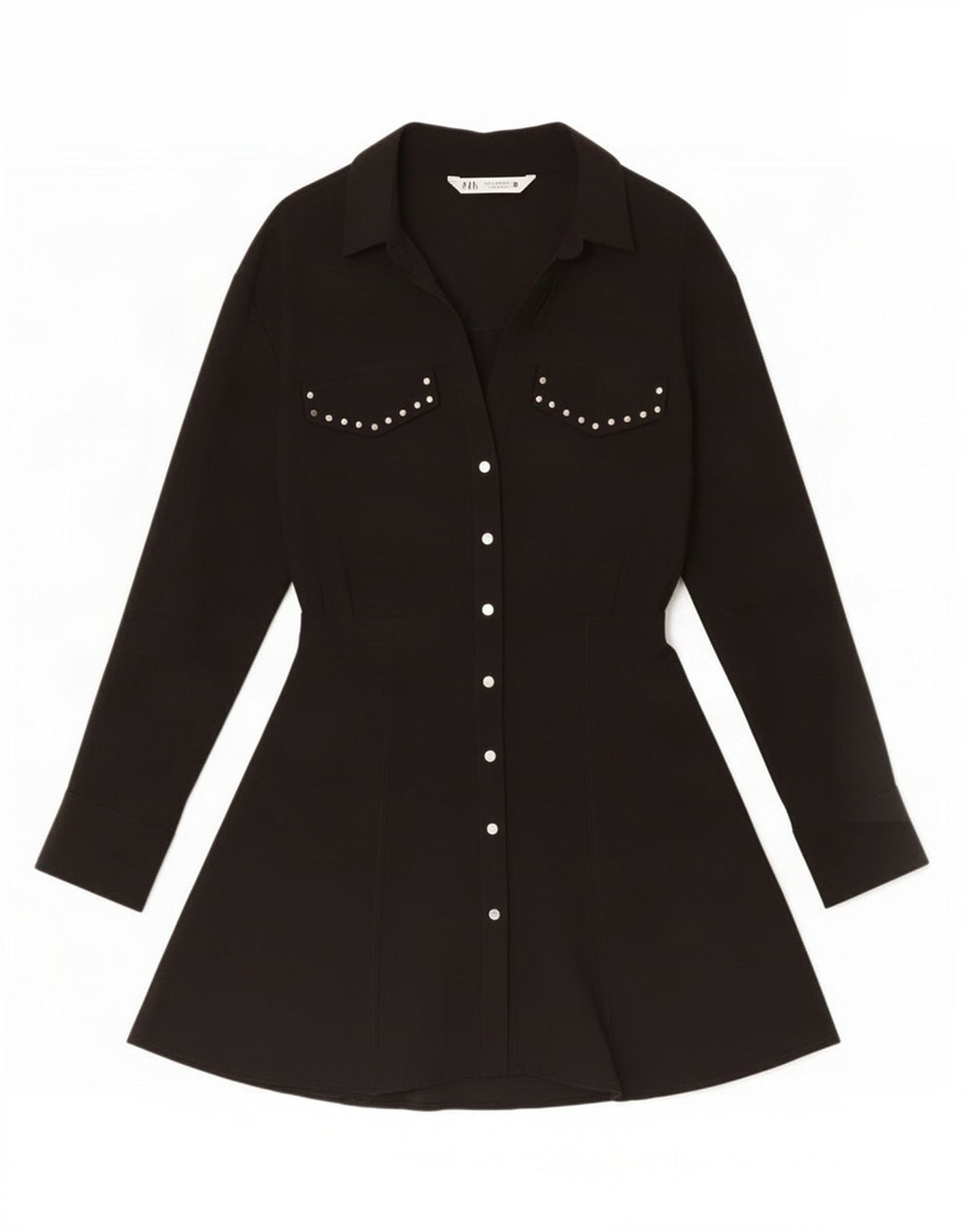 Robe chemise Zara pour femme UK 12 en viscose noire moyenne