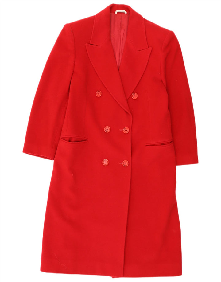 Marzotto Manteau Double Boutonnage Femme UK 12 Laine Rouge Moyen