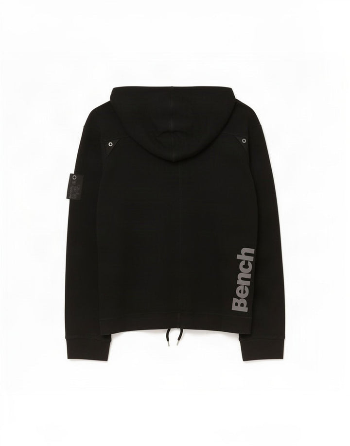 Bench Pull à capuche graphique pour femme avec col boutonné UK 44 Noir moyen