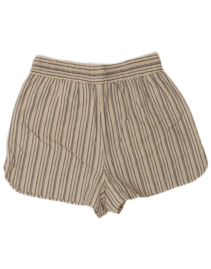 Zara Short Chino Femme Moyen W28 Coton Rayé Beige