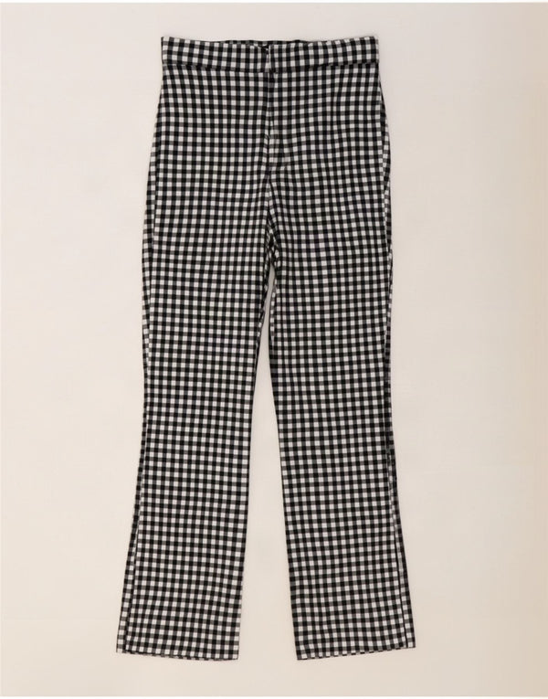 Zara Pantalon décontracté bootcut pour femme Large W30 L27 Vichy noir