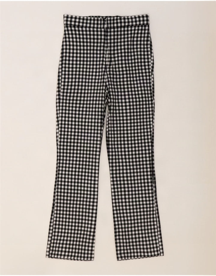 Zara Pantalon décontracté bootcut pour femme Large W30 L27 Vichy noir