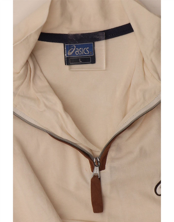 ASICS T-shirt à col zippé pour homme Large Blanc cassé