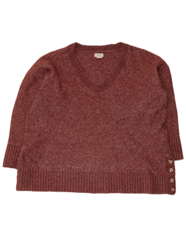 Fat Face Pull col en V pour femme UK 20 2XL Bordeaux Polyester
