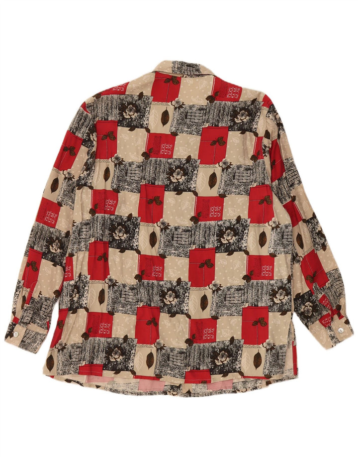 VINTAGE Chemisier Chemise Femme UK 20 2XL Viscose Florale Multicolore