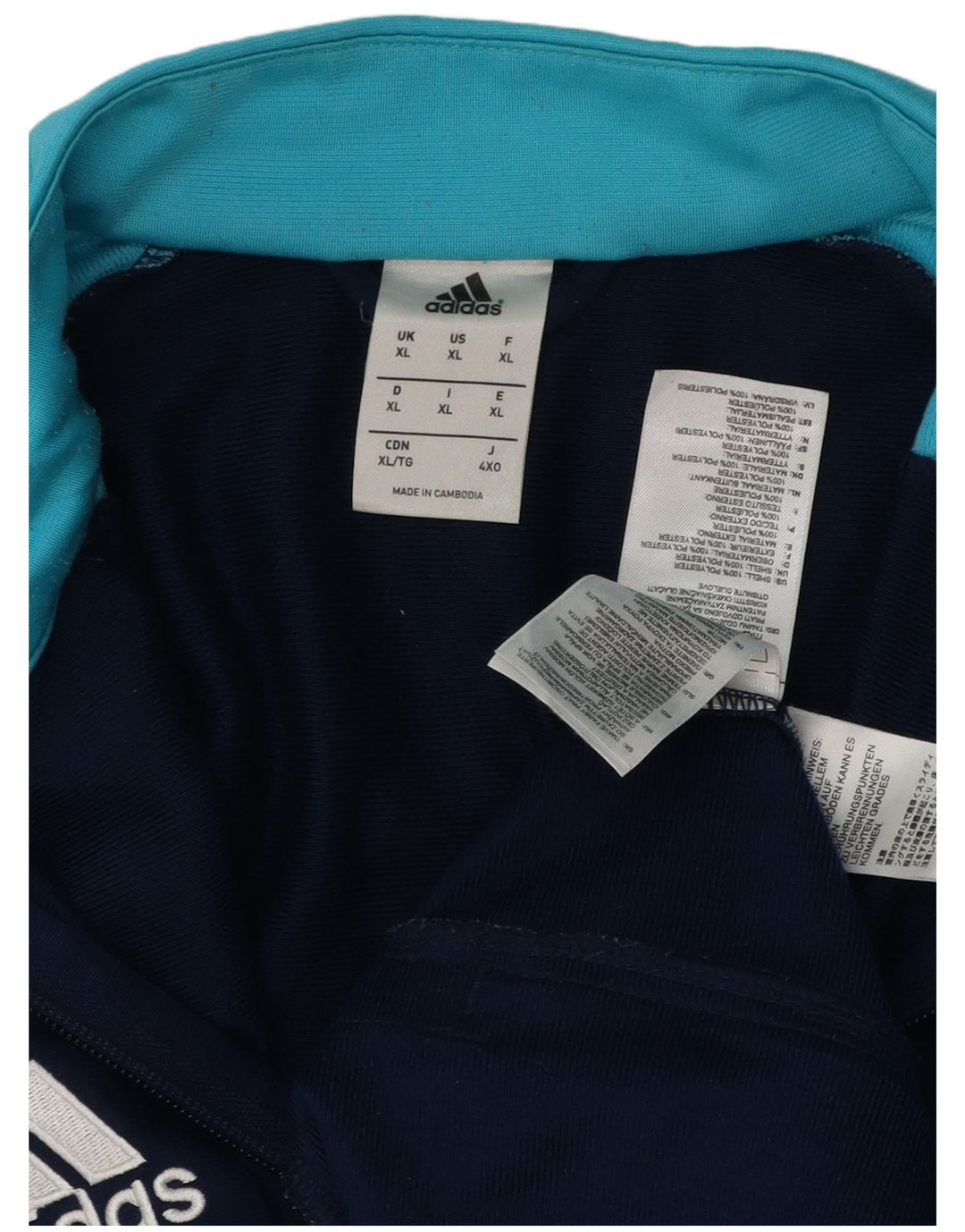 ADIDAS Veste de survêtement pour homme XL Bleu marine Colorblock Polyester