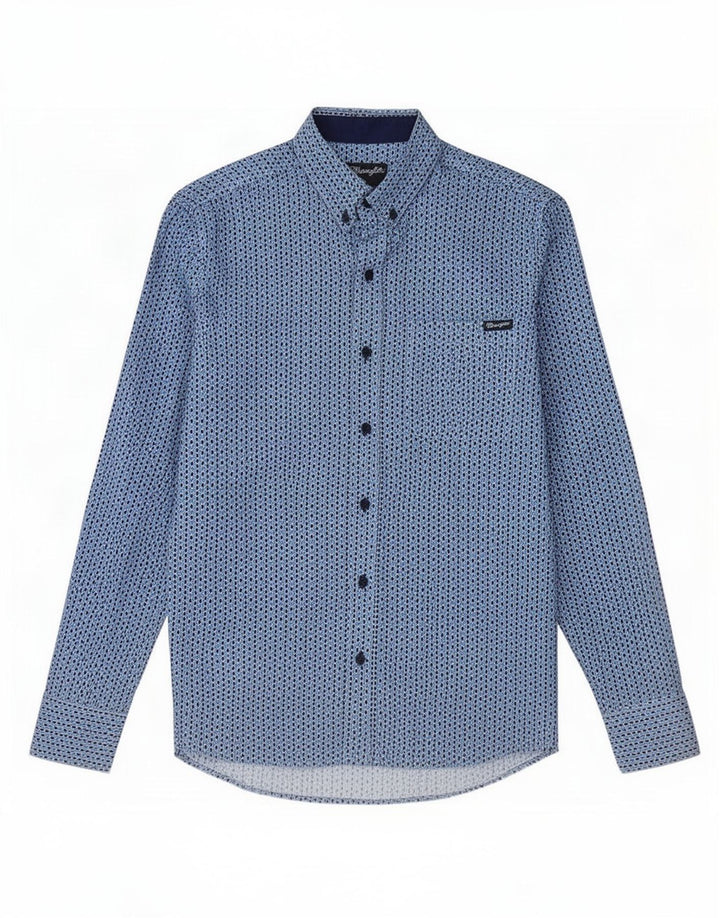Wrangler Chemise Homme Petit Bleu Géométrique Coton