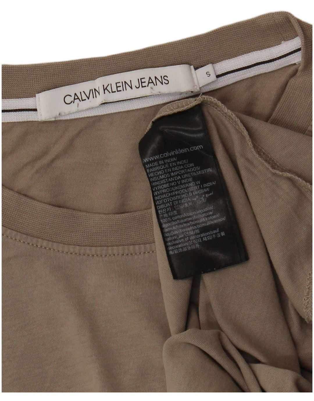 CALVIN KLEIN JEANS Mens T-Shirt Top Small Grey Cotton
