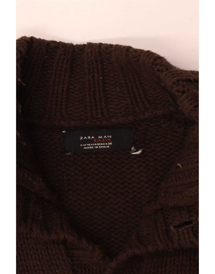 Zara Pull Cardigan Homme Marron Moyen