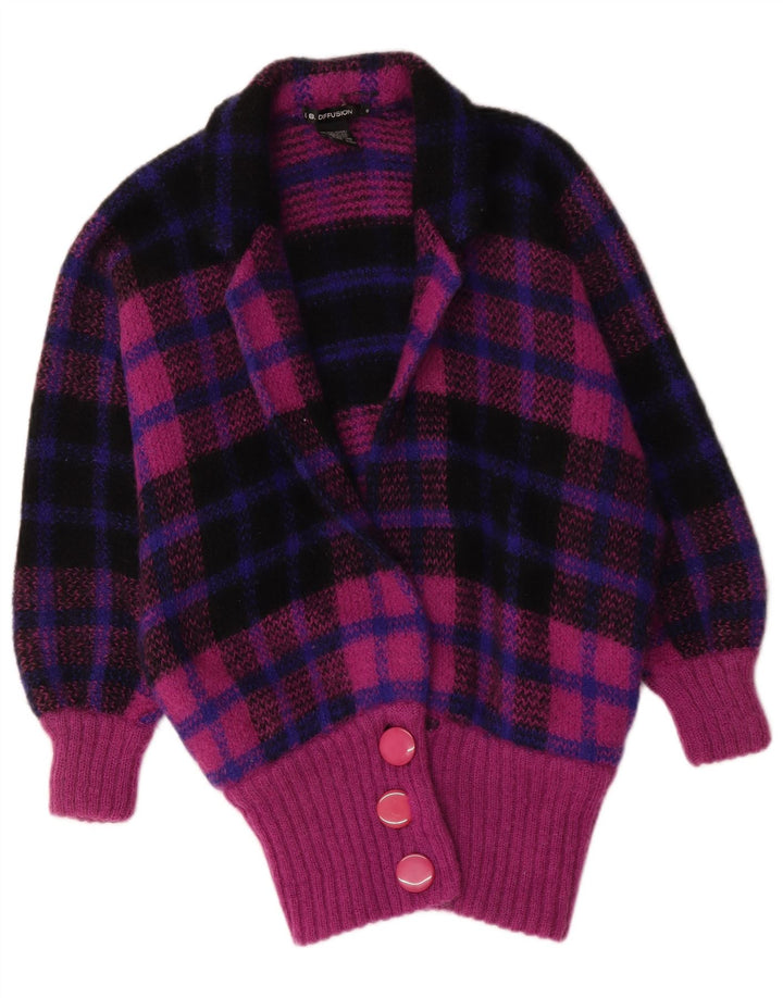 I.B Diffusion Cardigan long pour femme UK 10 Petit carreaux violets