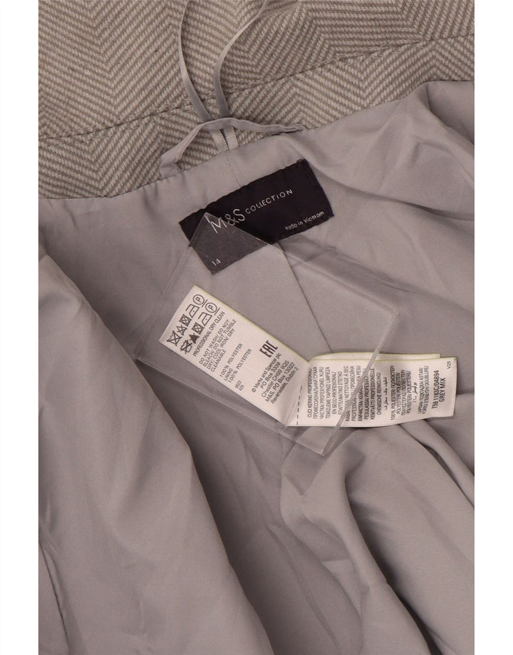 Marks & Spencer Manteau pour femme UK 44 Large Gris à chevrons Polyester