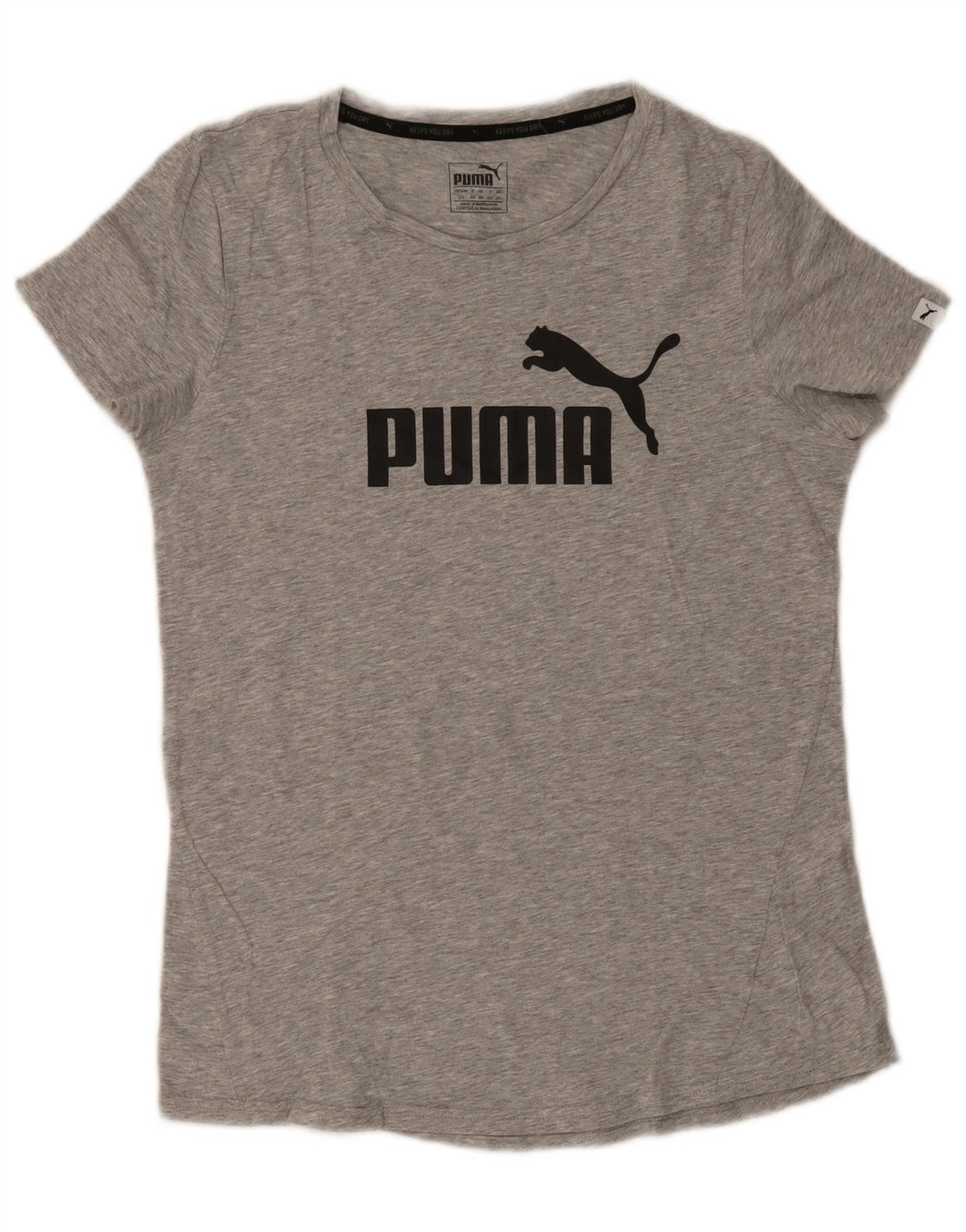 Puma T-shirt graphique pour femme UK 14 Gris moyen Coton