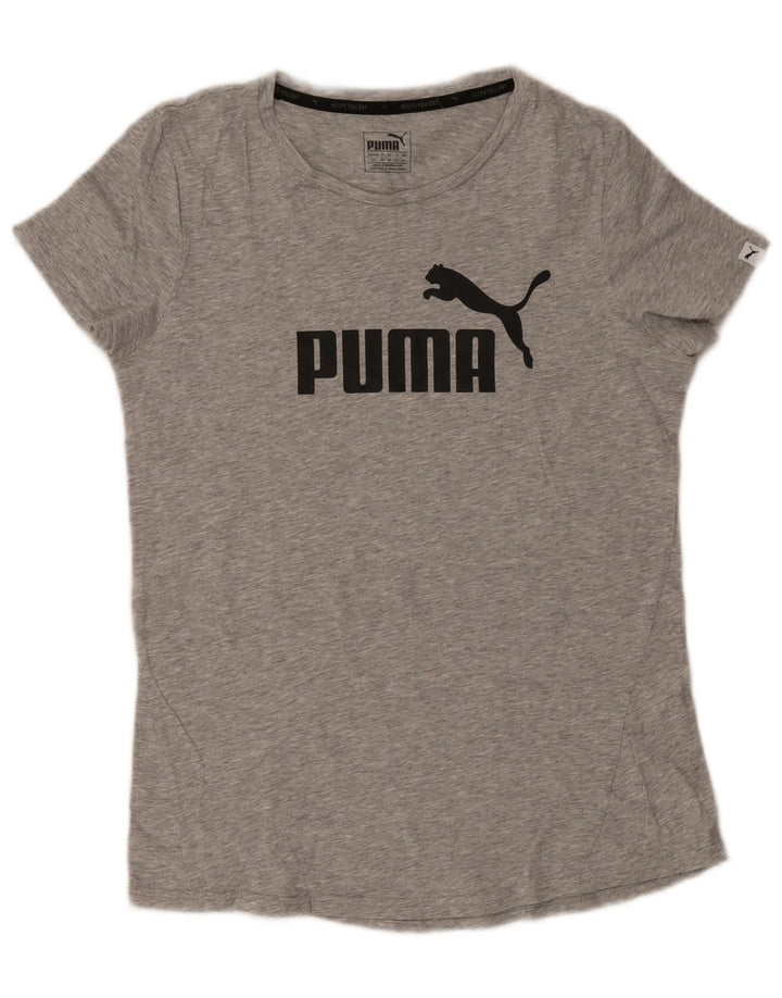 Puma T-shirt graphique pour femme UK 14 Gris moyen Coton
