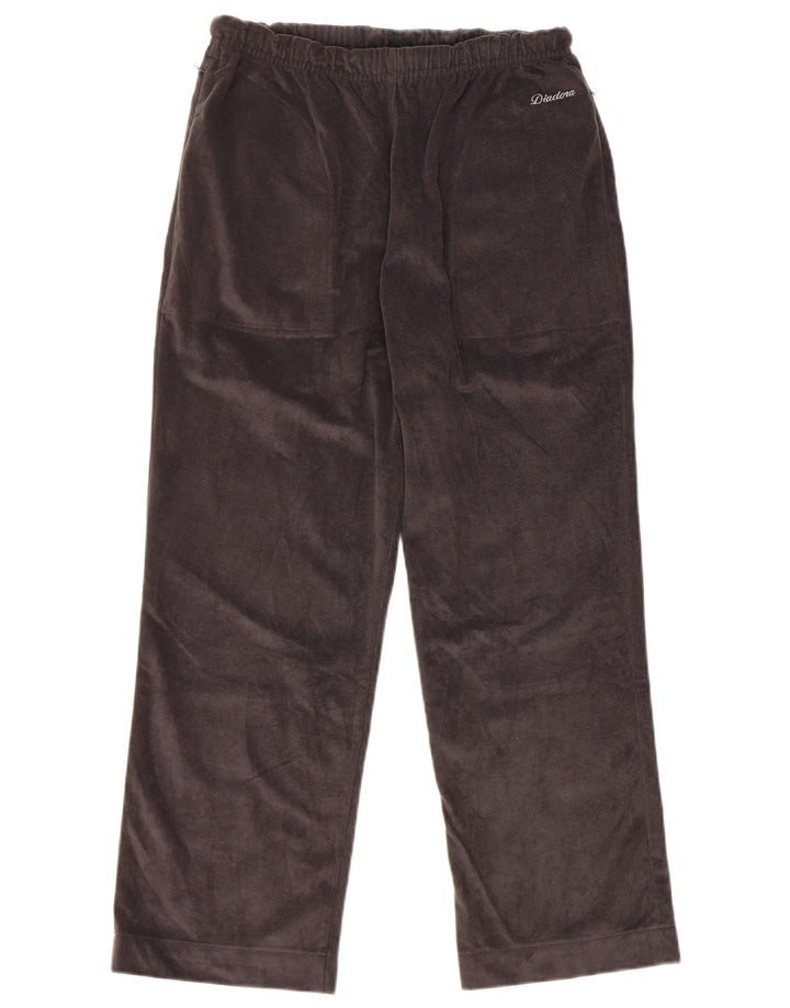 Diadora Pantalon de survêtement en velours pour femme UK 10 Small Gris Polyester