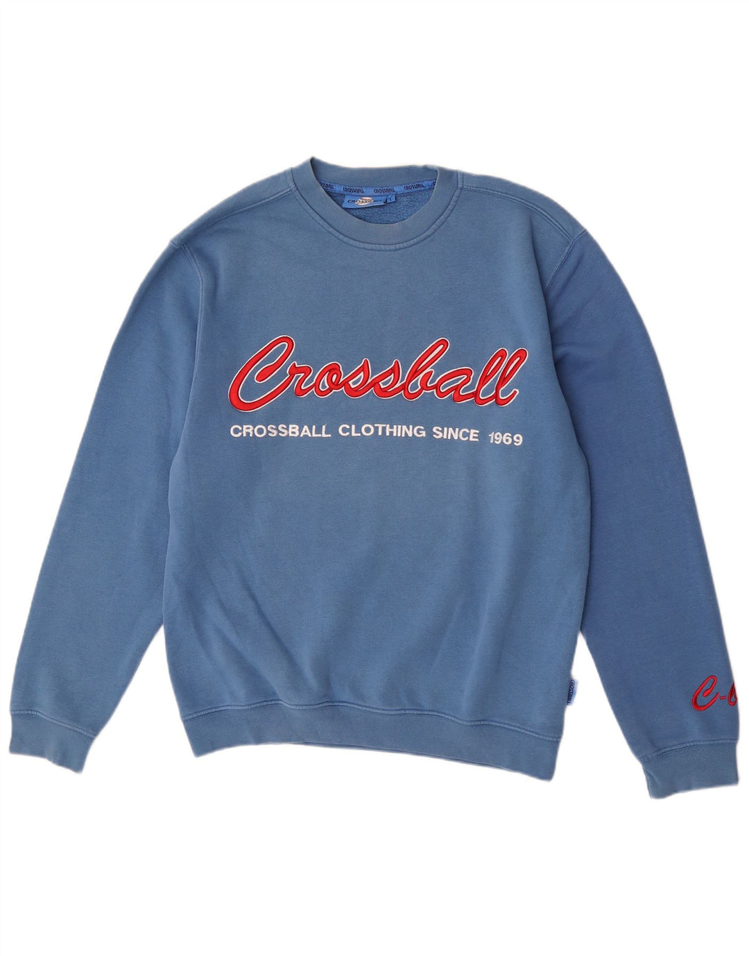 Crossball Sweat-shirt graphique coupe régulière pour homme en coton bleu Taille L